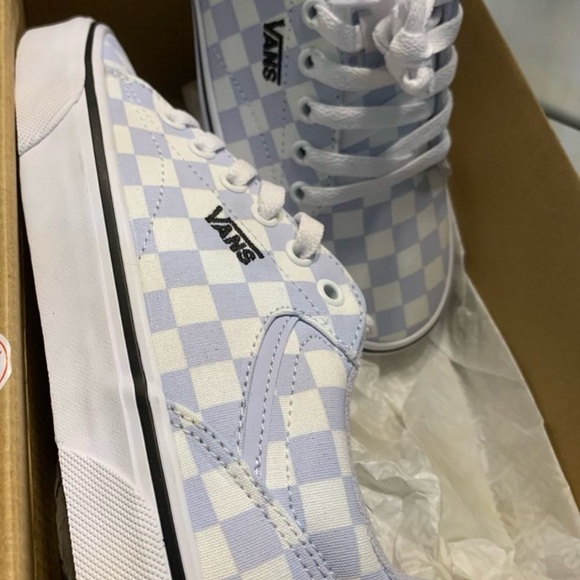 New Women’s Vans Off the Wall Sneakers - Light Blue and White Checkered size 7.5 - Picture 2 of 7